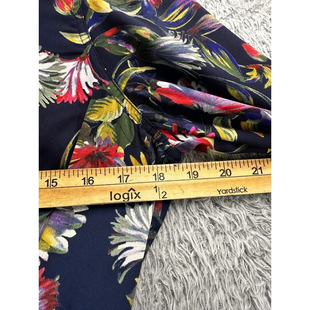J. Crew Floral Mini Dress Women Sz‎ 10 Navy Blue Long Sleeves